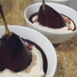 Portweinbirnen mit Kastaniencreme